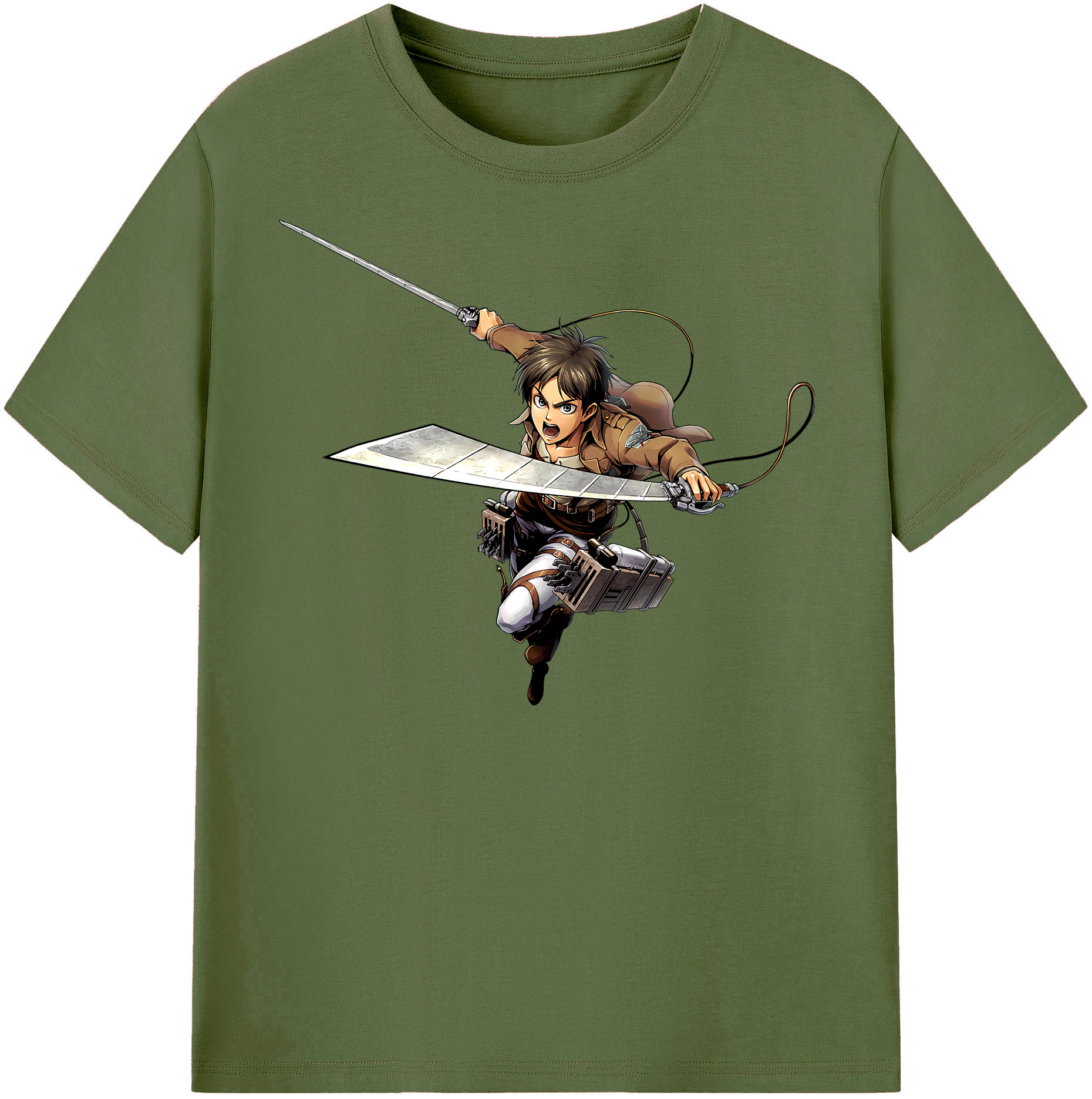 （画像用） 進撃の巨人 エレン･イェーガー Attack on Titan Eren Jäger 綿100％半袖Tシャツ（フロントプリント）